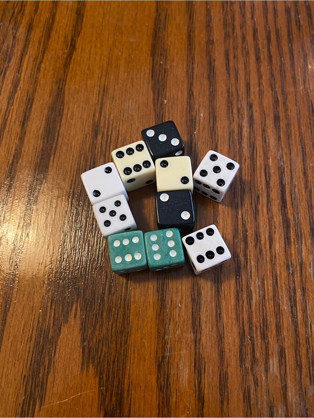 Classic Assorted Dice Set - White, Black, Cream & Green